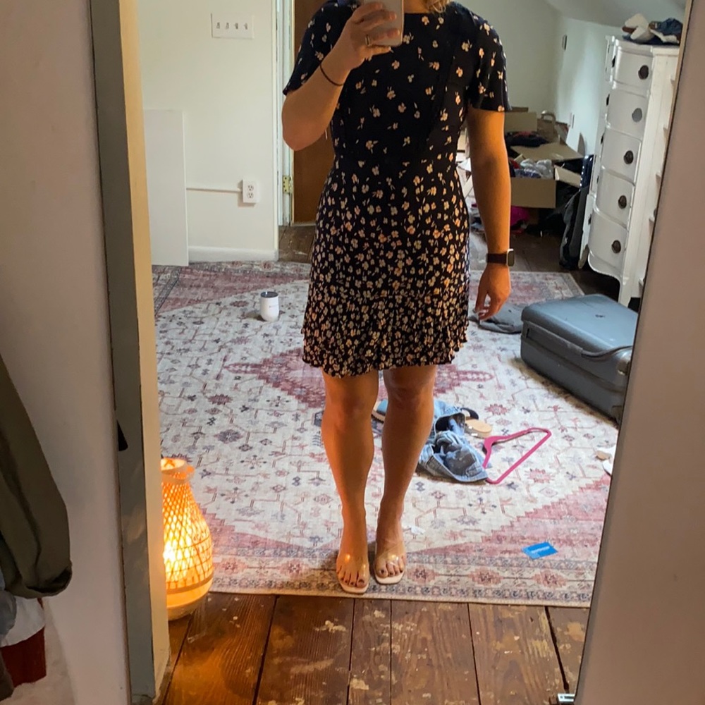 Navy and floral mini dress